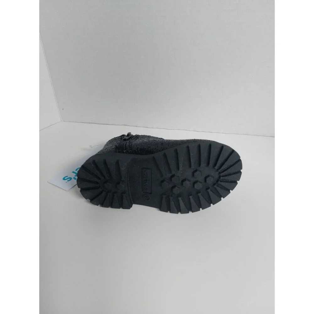 Carter's Bessy Boots Toddler‎ Girls Black Glitter Chelsea Zip Size 6